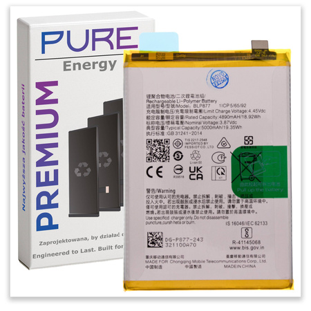 Bateria Pure Energy do Realme 8 8i C35 C33 C31 bateria BLP877 5000mAh