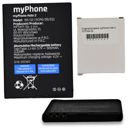 do myPhone Halo 2 1075 Oryginalna bateria BS-02 900mAh