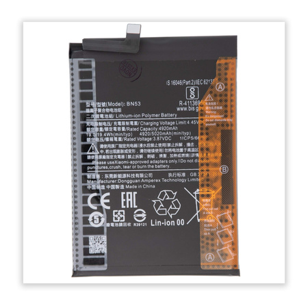 do Redmi Note 9 Pro bateria BN53 4920mAh
