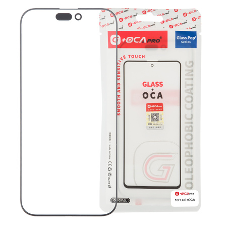 Szyba klej OCA wyświetlacza do iPhone 16 Plus szybka G+OCA
