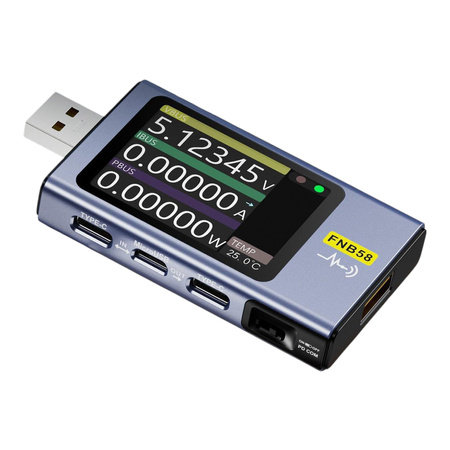Miernik USB Tester FNIRSI FNB58 BT Bluetooth Wyświetlacz LCD 2"