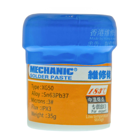 Pasta Lutownicza Mechanic XG-50 35g Płynna Cyna Sn63/Pb37 183°C MCN-300