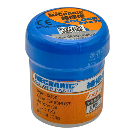Pasta Lutownicza Mechanic XG-50 35g Płynna Cyna Sn63/Pb37 183°C MCN-300